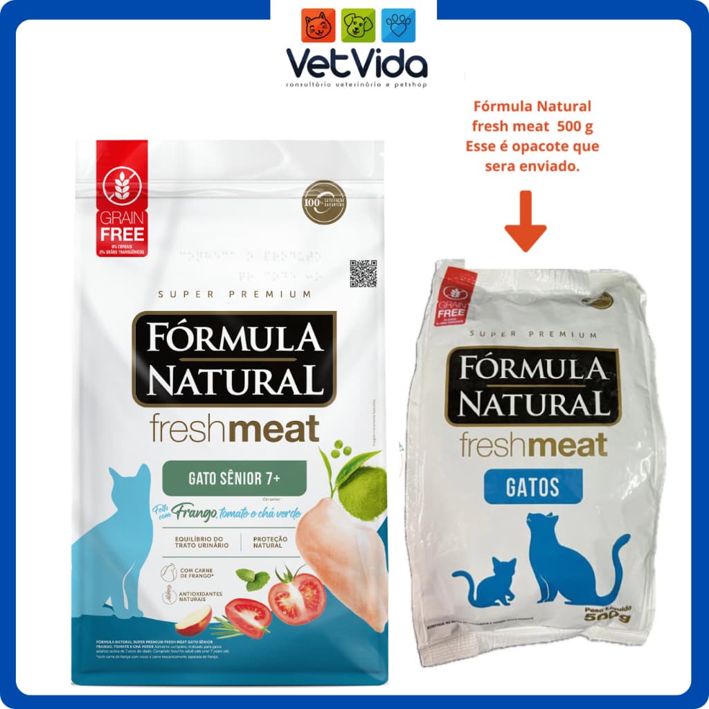RAÇÃO PARA GATO SENIOR FÓRMULA NATURAL FRESH MEAT PACOTE 500g .