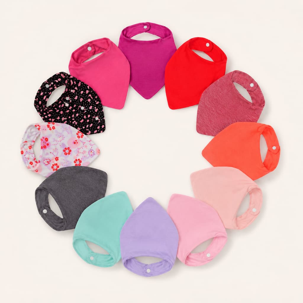 Kit 12 Babador Bebê Algodão Infantil Menino Menina Bandana Saliva Introdução Alimentar Macio Confortável