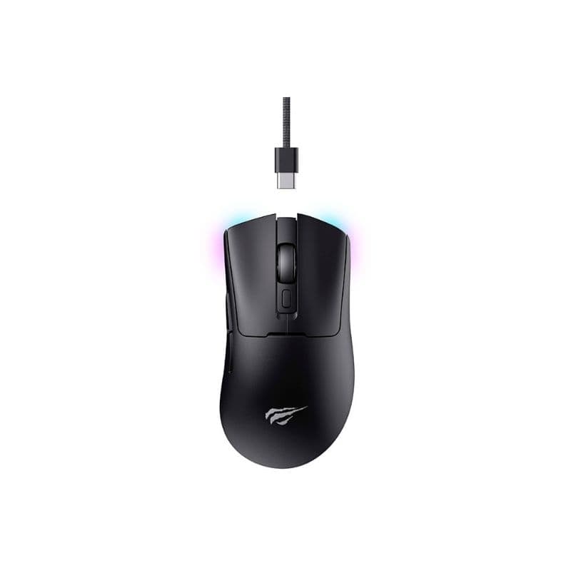 Mouse Gamer Havit MS966S, 10000DPI, Com fio (USB-C) + 2.4G (USB) + Bluetooth 5.2, 7 Botões Preto