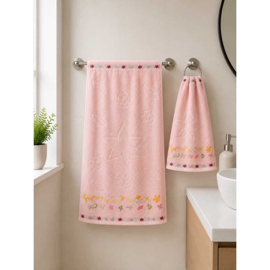 Jogo de Banho 2 Peças 100% Algodão Toalha de Banho 80x150cm e Toalha de Rosto 50x80cm Macia e Com Ótima Absorção