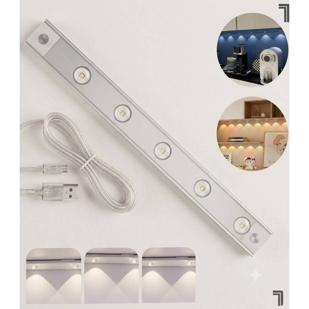 Luminária 40cm Led Sensor Movimento Barra Recarregável Slim Sem Fio Usb Estante