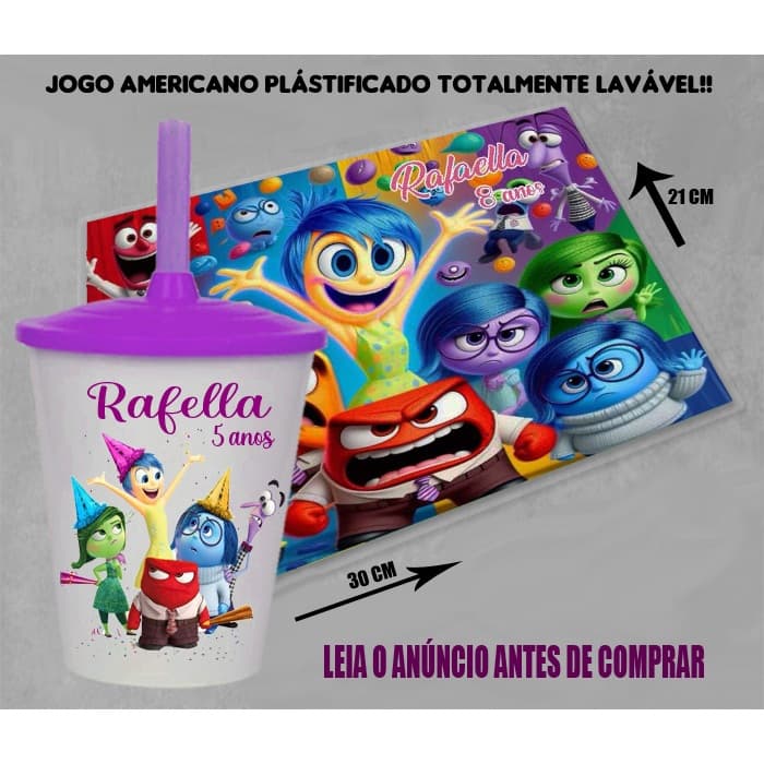 Kit Jogo Americano e Copo Twister personalizado Lembrancinhas de aniversario todos os temas