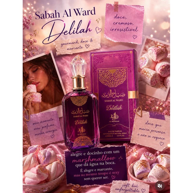 Perfume Feminino Sabah Al Ward Delilah Al Wataniah EDP 100ml - Doce e Sofisticado