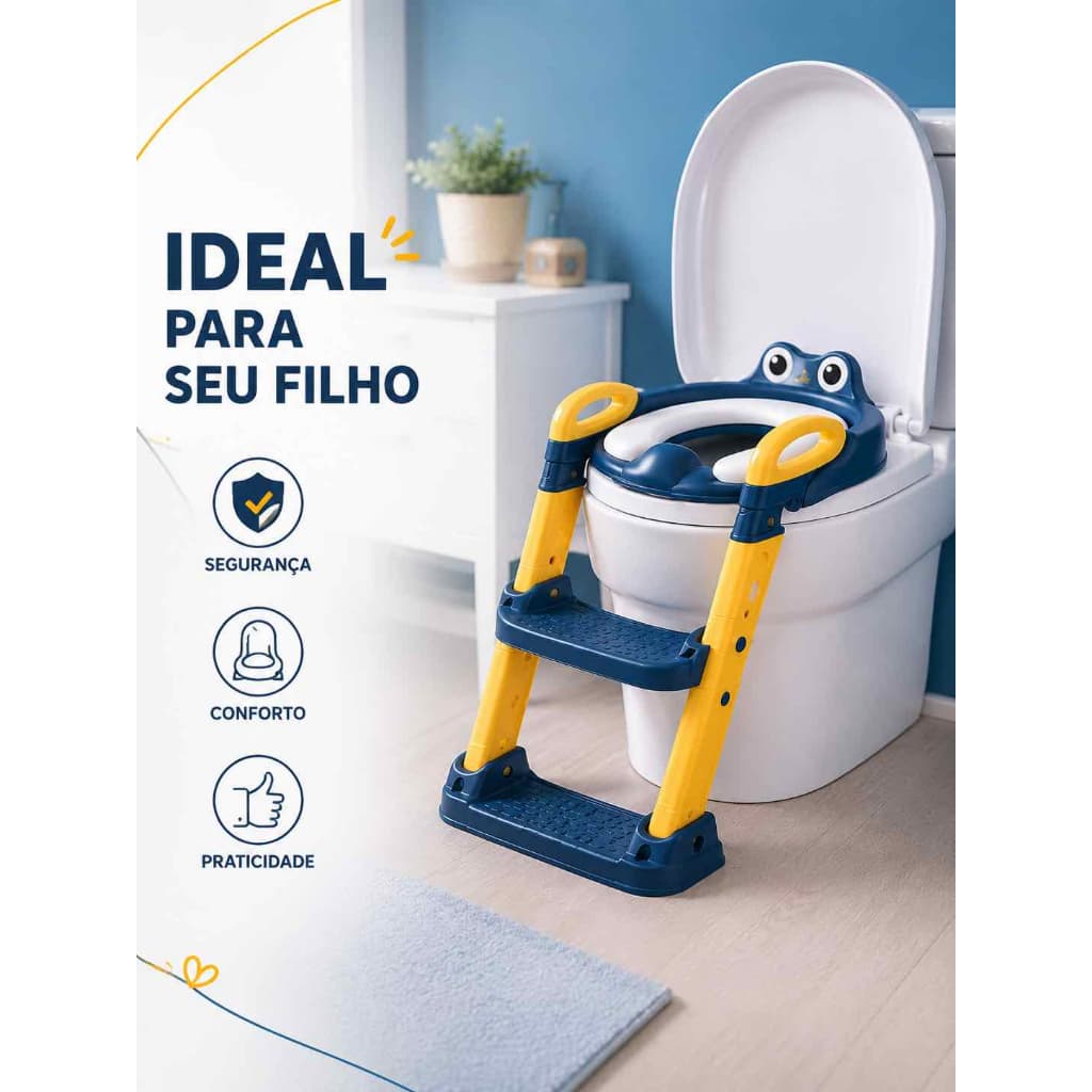 Assento Redutor Infantil Vaso Sanitario Azul Conforto Seguranca Anti Derrapante indepencia do filho