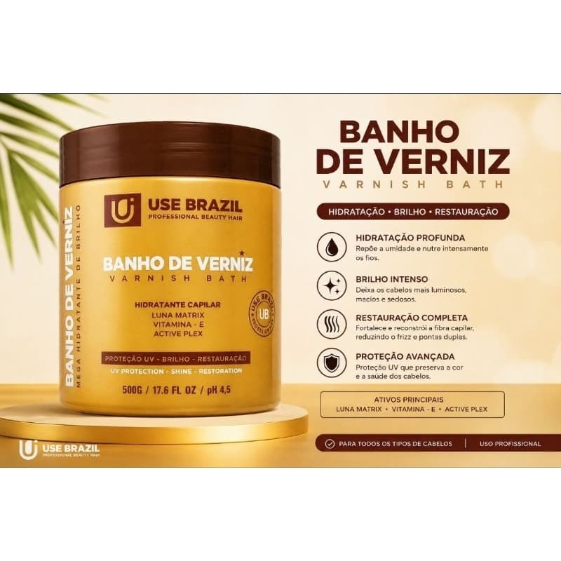 MÁSCARA BANHO DE VERNIZ 500g. TRATAMENTO capilar profissional para os cabelos