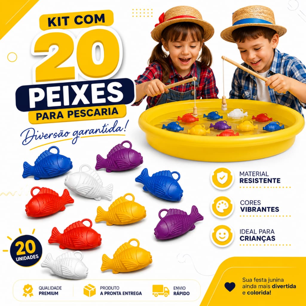 Kit 20 Peixinho Peixe Pescaria Festa Julina festa junina Brincadeira Brinquedo