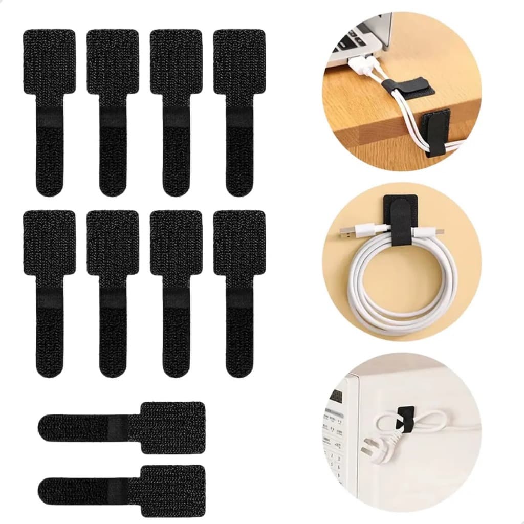 KIT COM 10 VELCROS ADESIVO ORGANIZADORES DE CABO