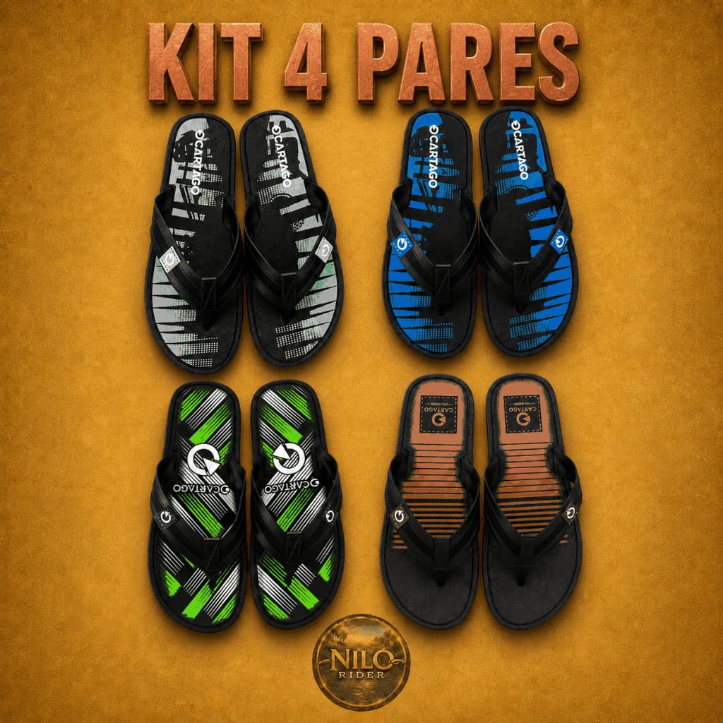 KIT Econômico 2 ou 4 Pares Chinelos Sandalias de dedo Antiderrapante Tiras Fortes Leve Macio Power