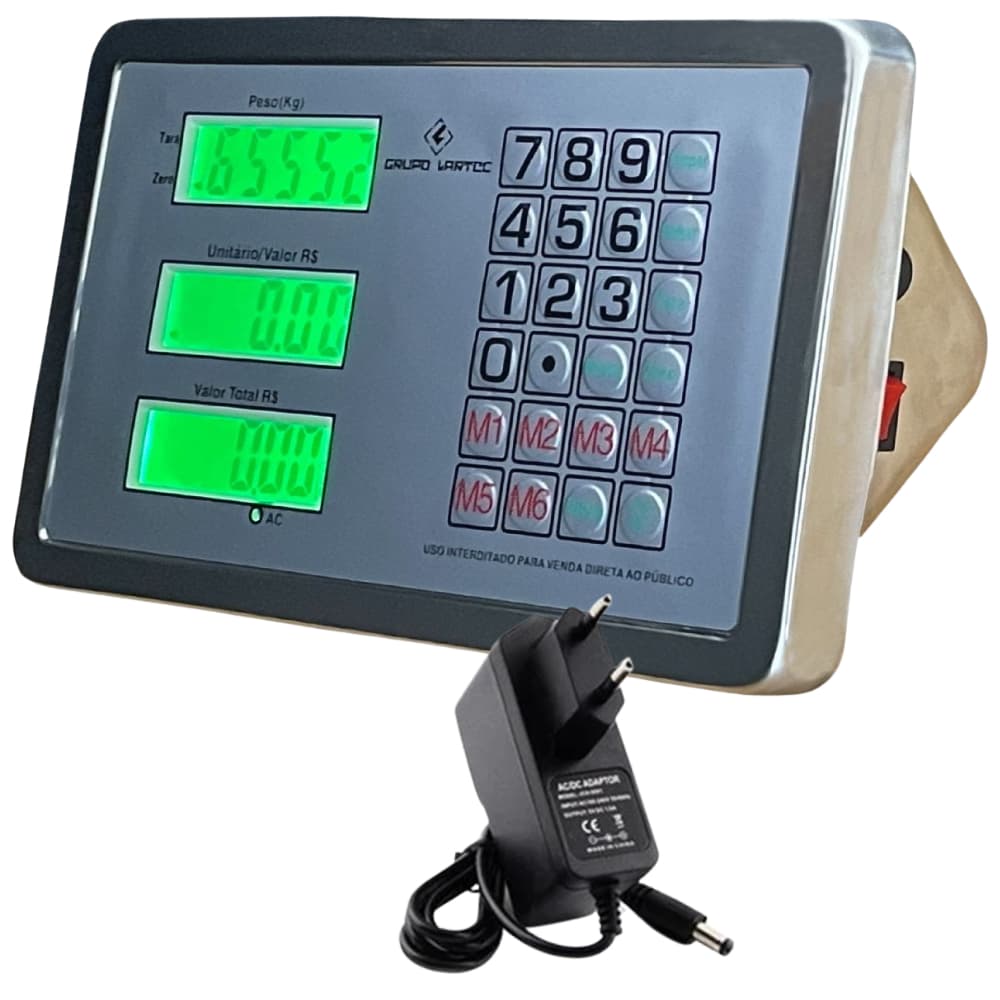 Indicador Digital em Aço Inox para Pesagem Bivolt 110/220V