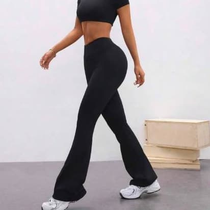 Calça Legging Flare cintura alta Leg Boca De Sino Bailarina Grossa Zero Transparência