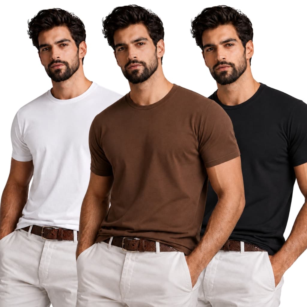 Kit 3 Camiseta Básica Masculina Algodão Premium