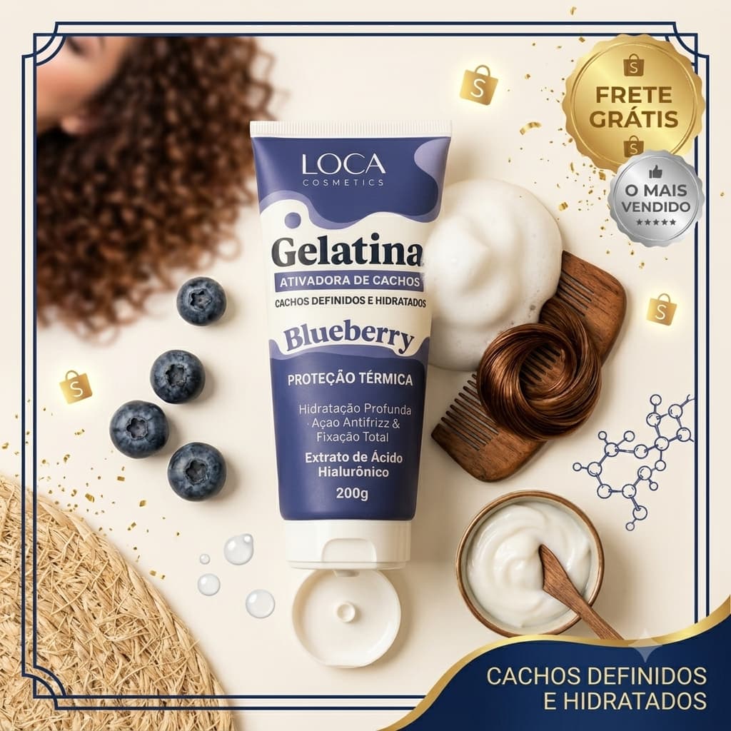 Gelatina Ativadora de Cachos Blueberry 200g – Proteção Térmica e Hidratação | Loca CosmeticsZ8UO