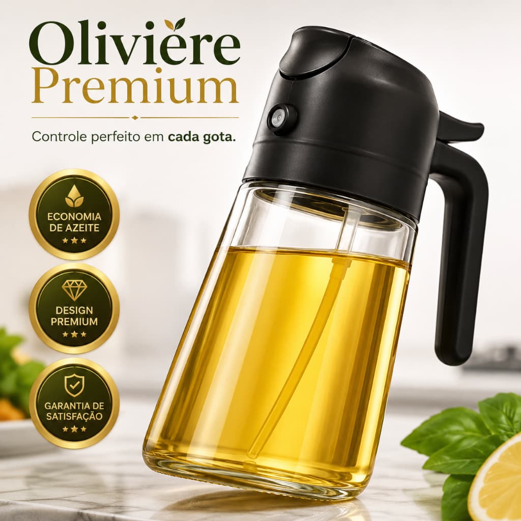 Olivière Premium Borrifador de Azeite 470ml Spray Dosador de Vidro para Air Fryer Salada Churrasco e Cozinha
