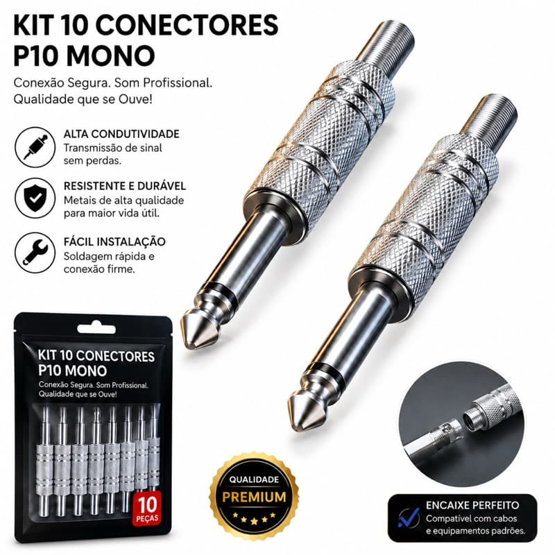 10 conector P10 Com Mola Oferta