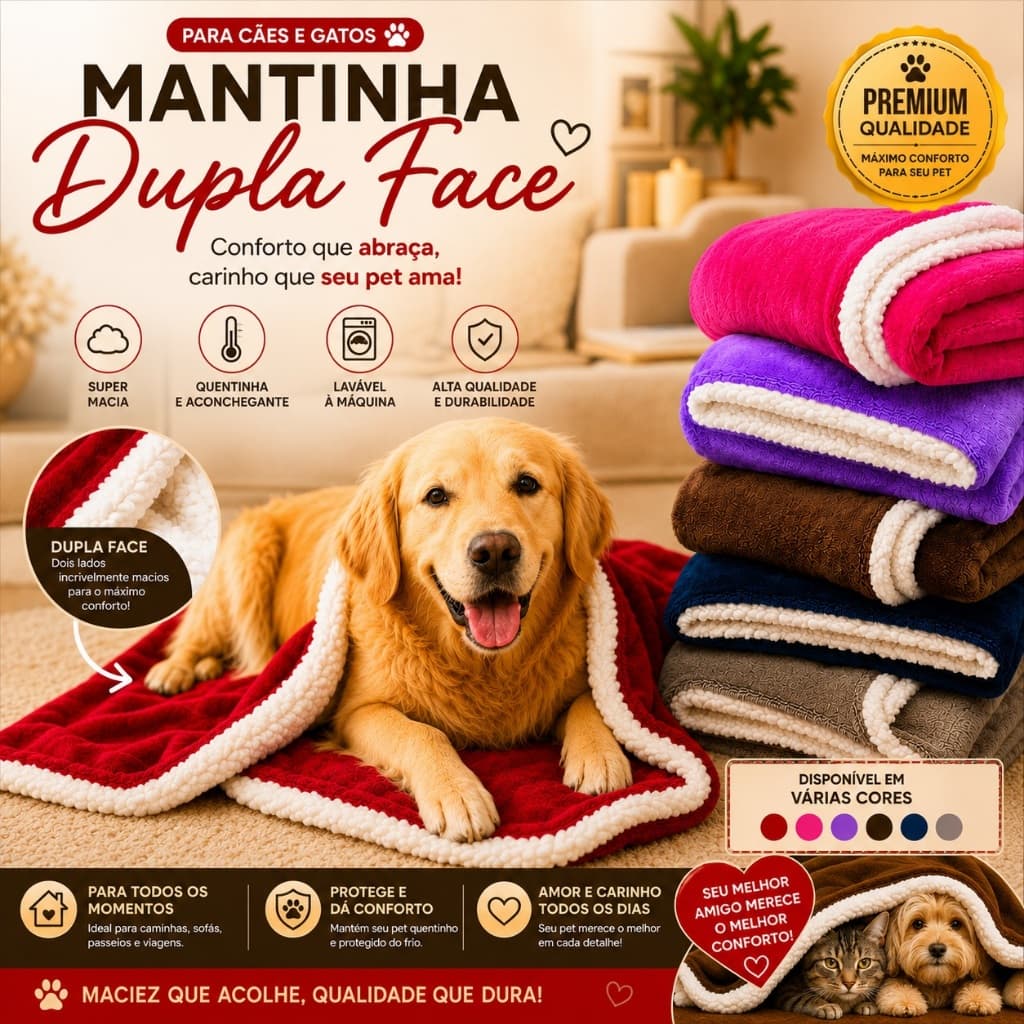 Manta Pet Soft Para Cachorros Tamanho 90x70cm  muito confoto para seu pet.