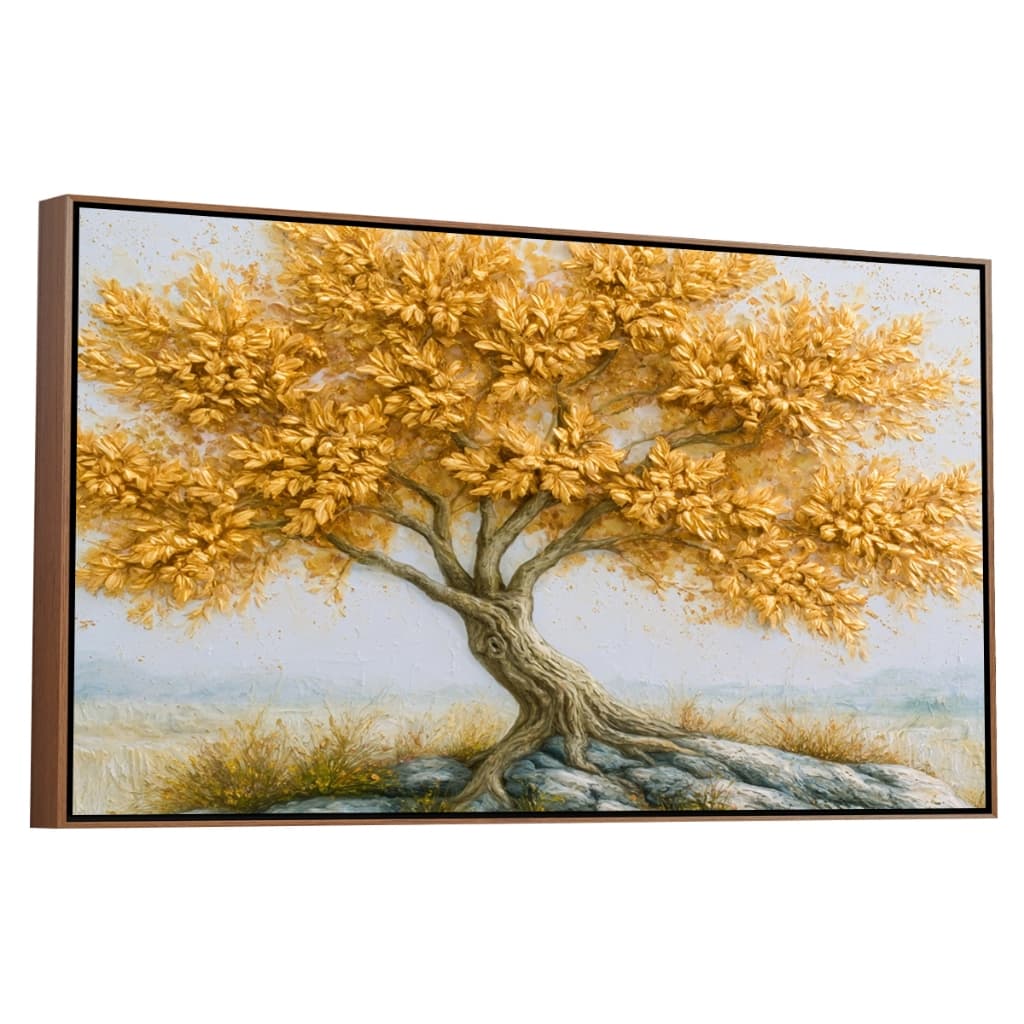 Quadro Decorativo Luxo Árvore da Vida Floresta Galhos com Moldura Sala Escritório Cozinha 90cm