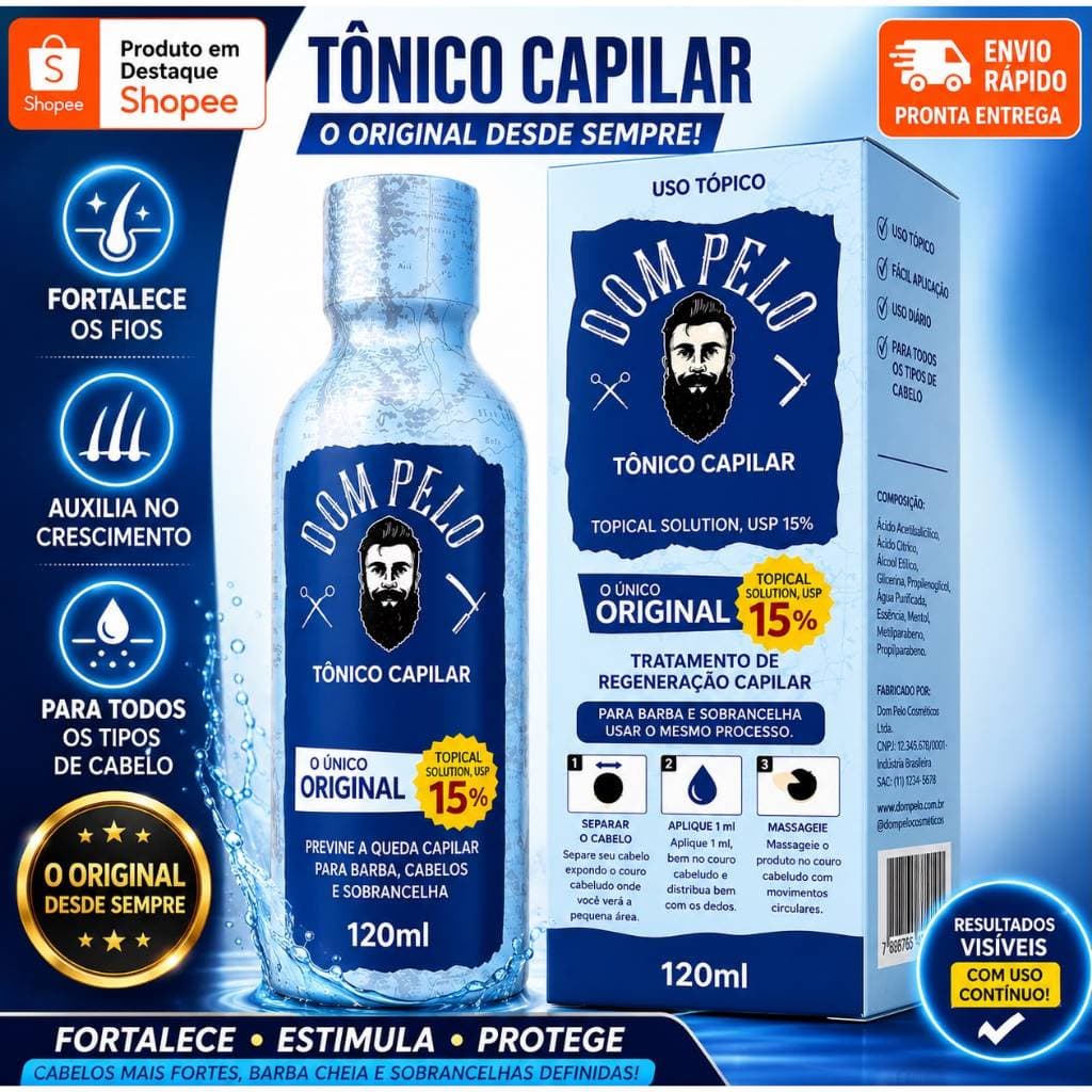 Tônico Capilar 120ml - Dom Pelo Cabelo Barba Sobrancelha