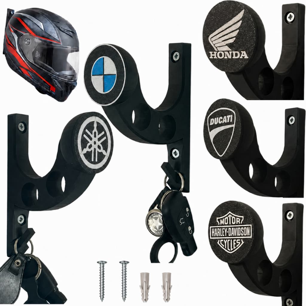 Suporte para Pendurar Capacete Moto Parede Porta Chaves Organizador fixado com buchas e parafusoS