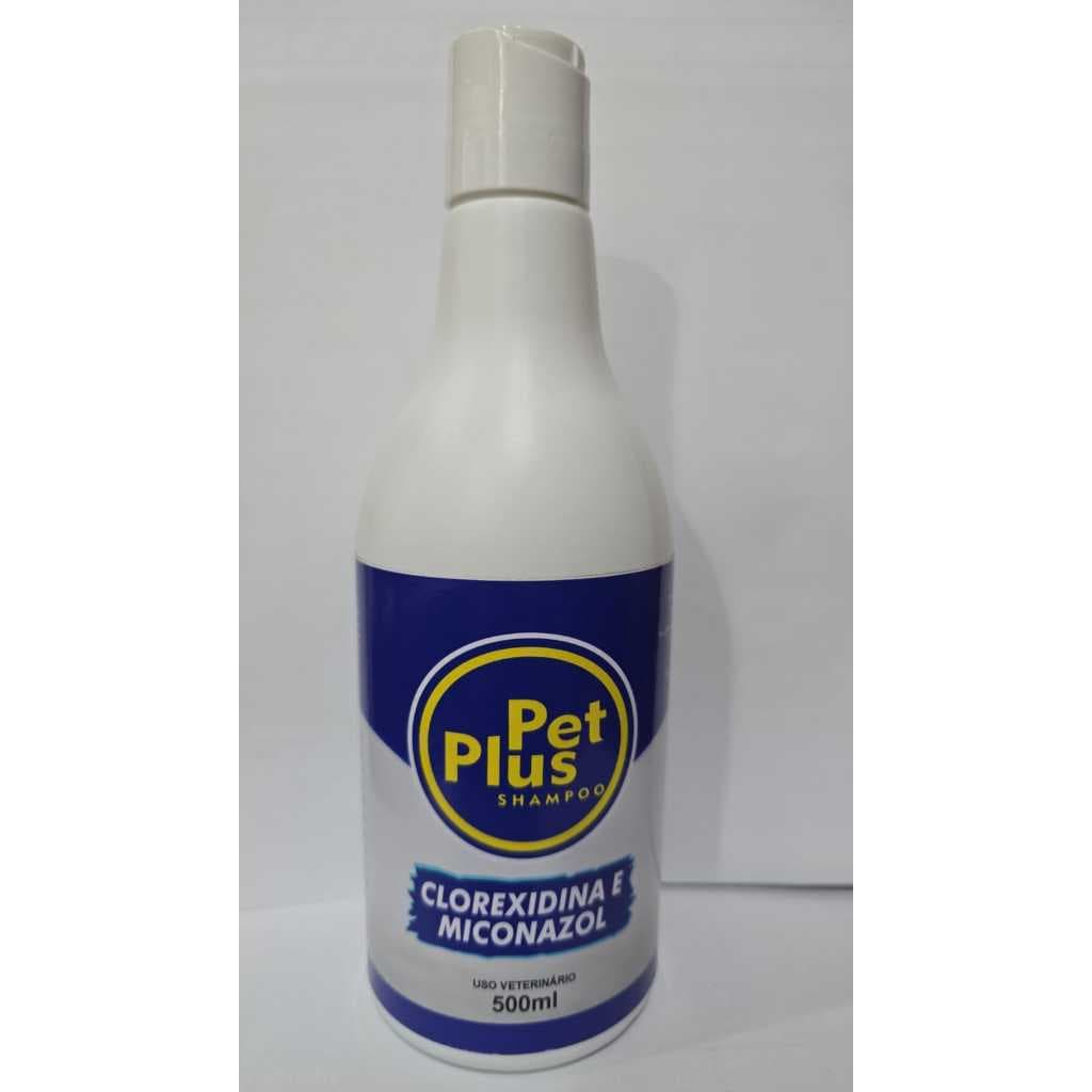 Shampoo Pet Plus Clorexidina e Miconazol 500 ml -Dermatológico, Antifúngico Terapêutico para Cães e Gatos