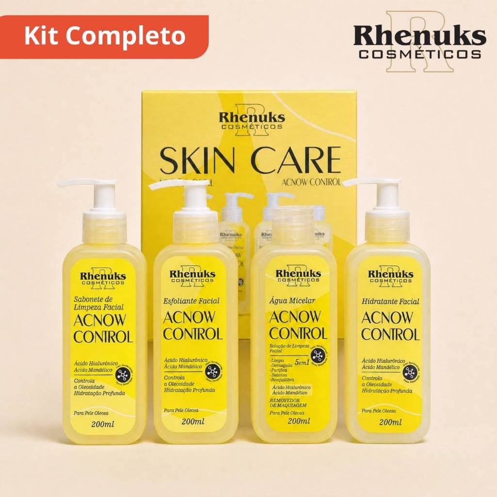 Kit Skincare Completo 4 Unidades Rhenuks Acnow Control Espinha Oleosidade Original