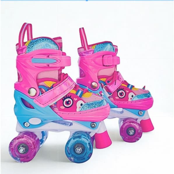 Patins ROLLER infantis arco-iris de 4 rodas com luzes LED e piscantes, modelo PREMIUM