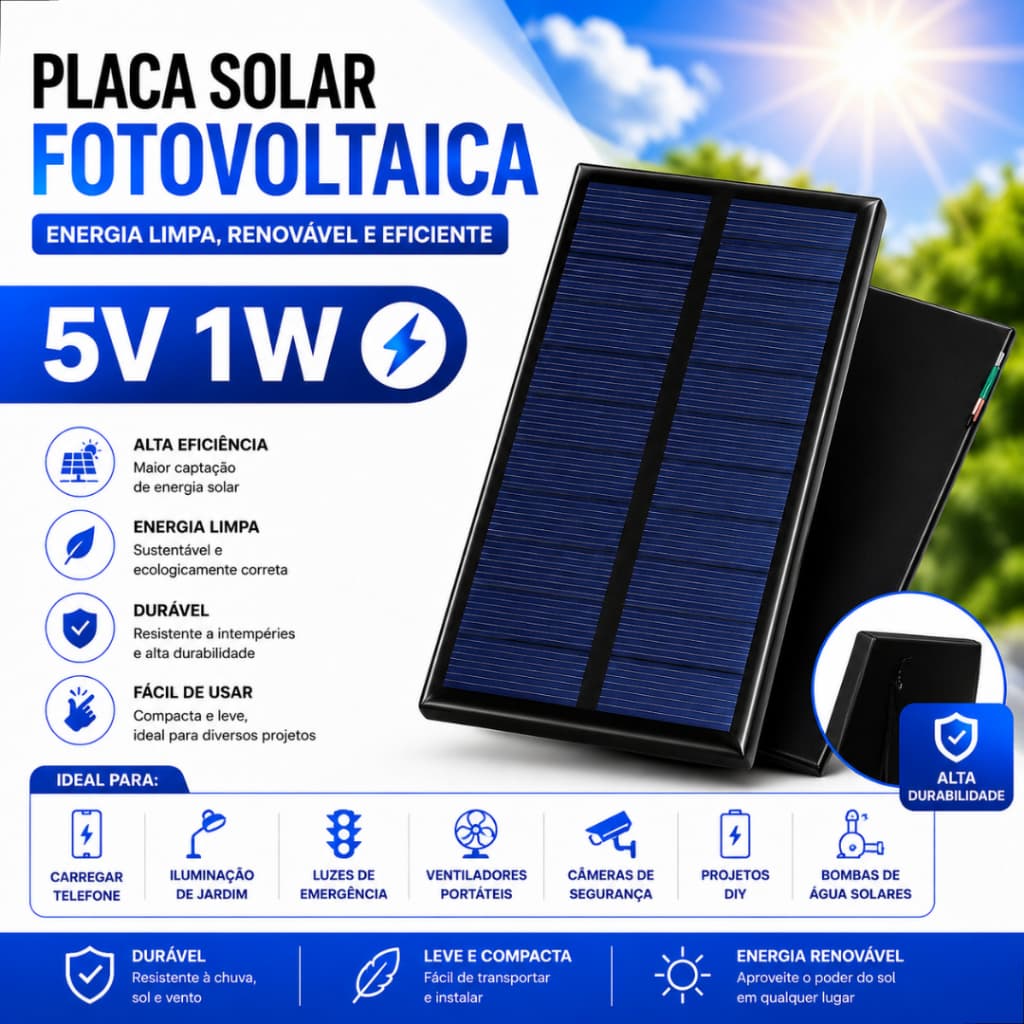 Mini Painel Solar Fotovoltaico 5v 1w