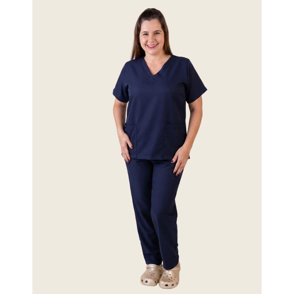 Pijama Cirúrgico Scrub Conjunto Hospitalar Microfibra Gabardine Feminino