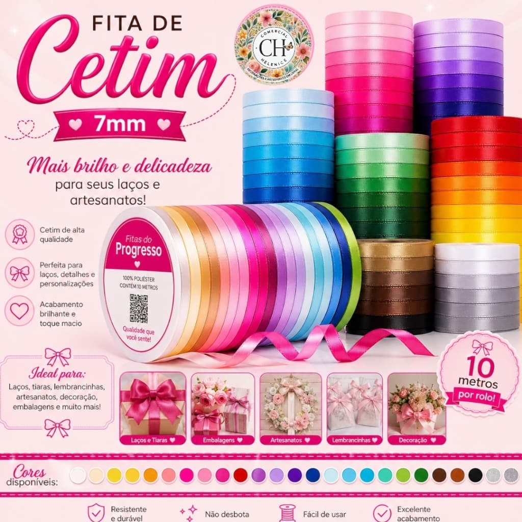 Fita de Cetim Progresso  Nº1 (7mm) 10 Metros