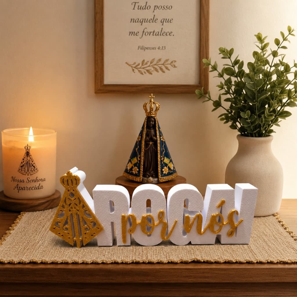 Decore seu Lar com Fé | Placa Rogai por Nós Nossa Senhora Aparecida | Presente Religioso