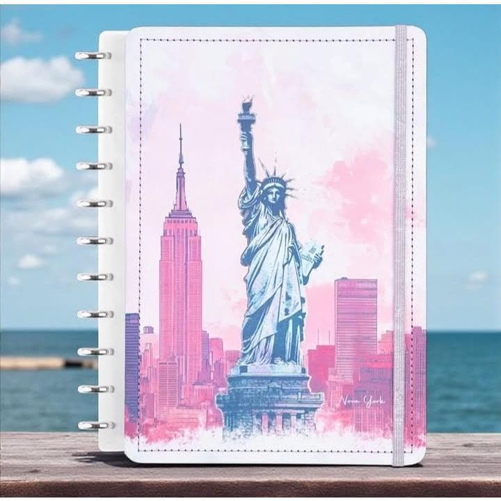 Caderno de disco G Nova New York capa dura inteligente 80 folhas reposicionável escolar planner