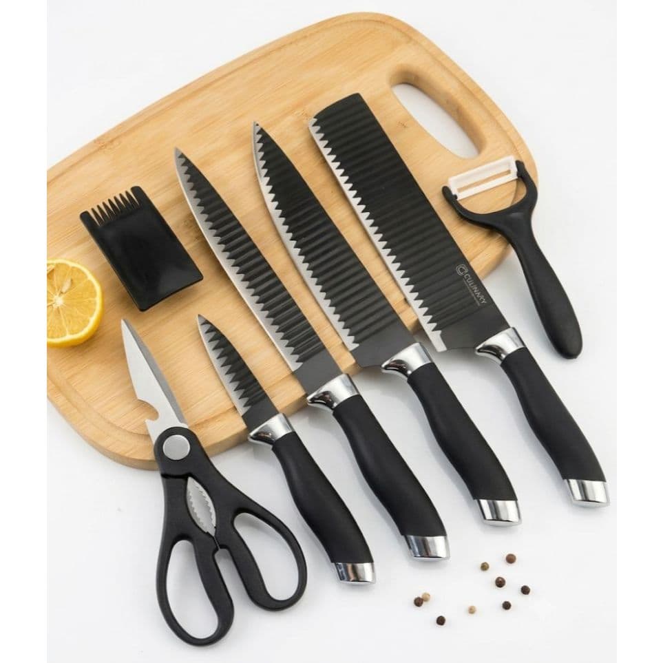 Kit Facas De Cozinha Churrasco Profissional 6 Peças Preto