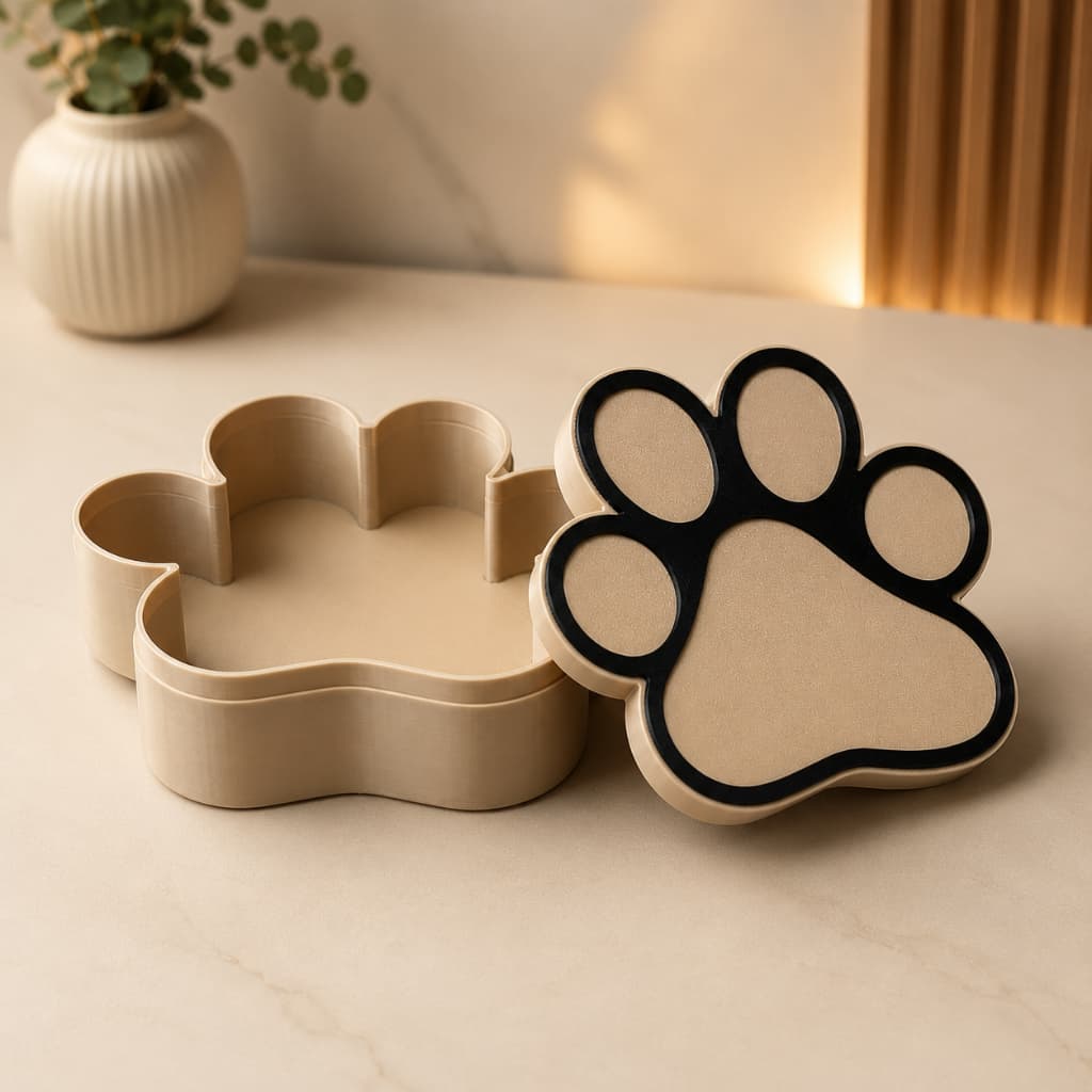 Porta Petisco Cachorro Pet com Tampa Organizador para Cães e Gatos Pata Decorativa