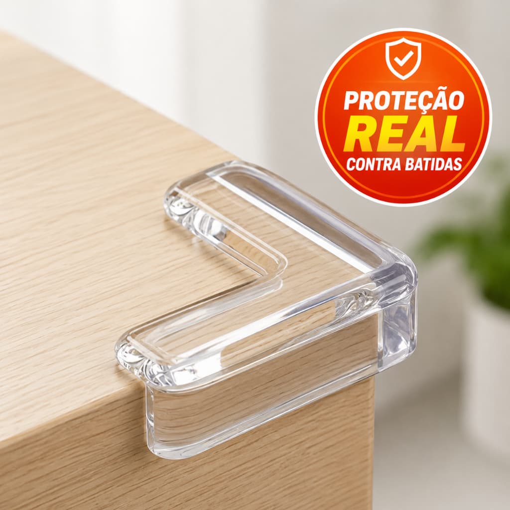 Protetor Quina Canto Mesa Vidro Cantoneira Bebê Anti Impacto Silicone Transparente (Kit 4)