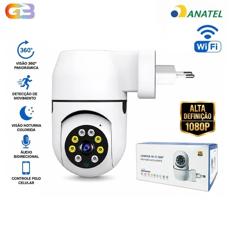 Câmera de Segurança Câmera Tomada 360° Full Wi-fi facilidade na instalação P07
