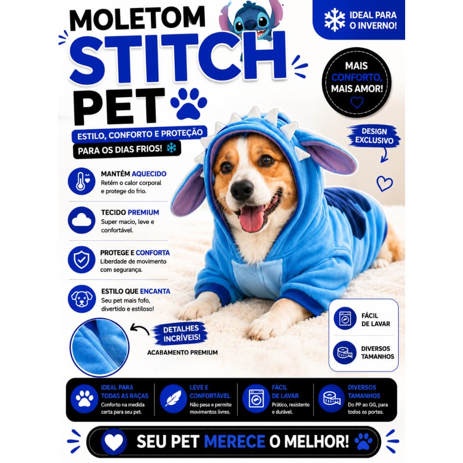 Roupa Pet Stitch Inverno Soft Tam 14