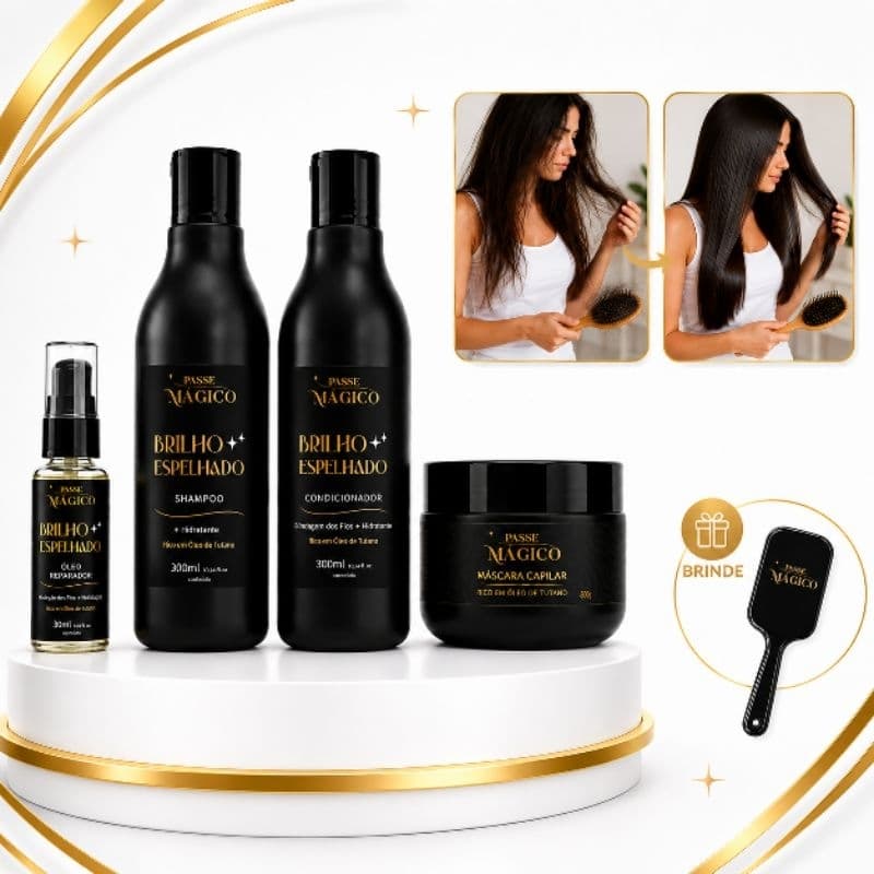 Kit Combate queda. rico em Óleo de Tutano – Shampoo + Condicionador + Máscara+ Óleo reparador de pontas cabelos hidratad