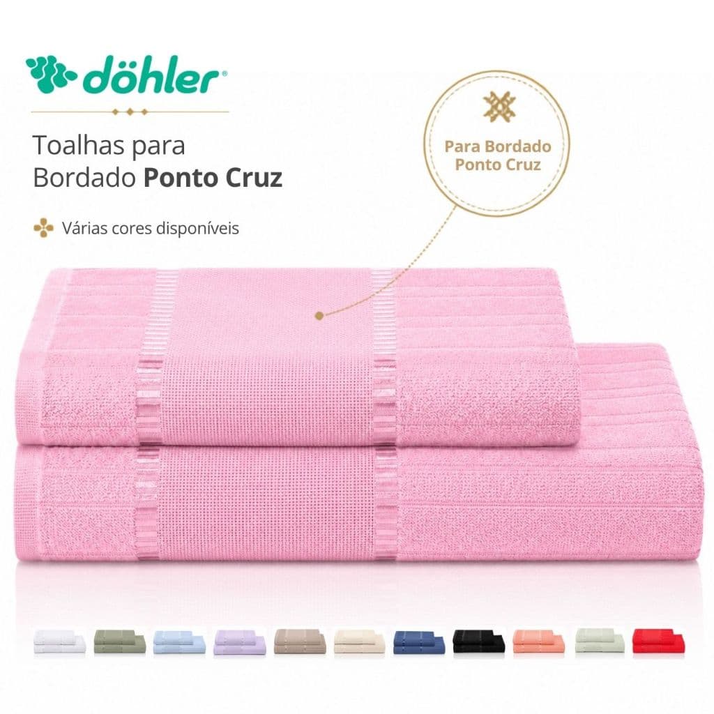 Jogo 2 Toalhas Dohler Bella Banho+Rosto para Bordado Ponto Cruz Russo Etamine