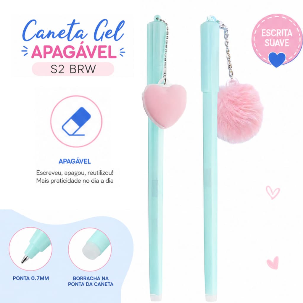 Caneta Gel Esferográfica Tinta Apagável S2 Brw