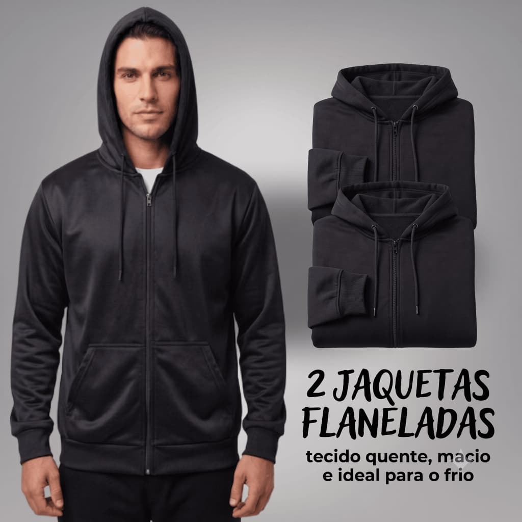 Kit 2 Jaquetas Masculinas com Zíper Flaneladas Térmicas Chimpa Quentes
