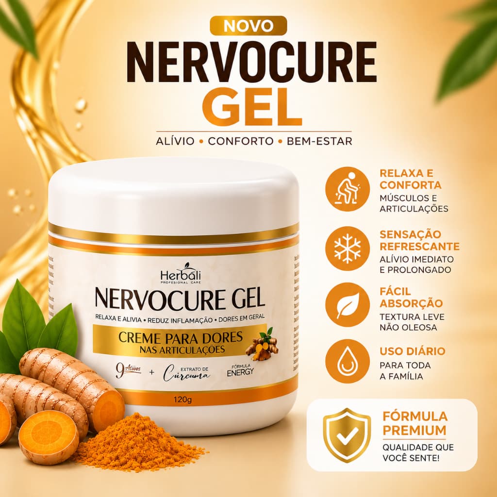 Massageador Gel Cúrcuma Nervocure Creme Cúrcuma Mentol Original 120g