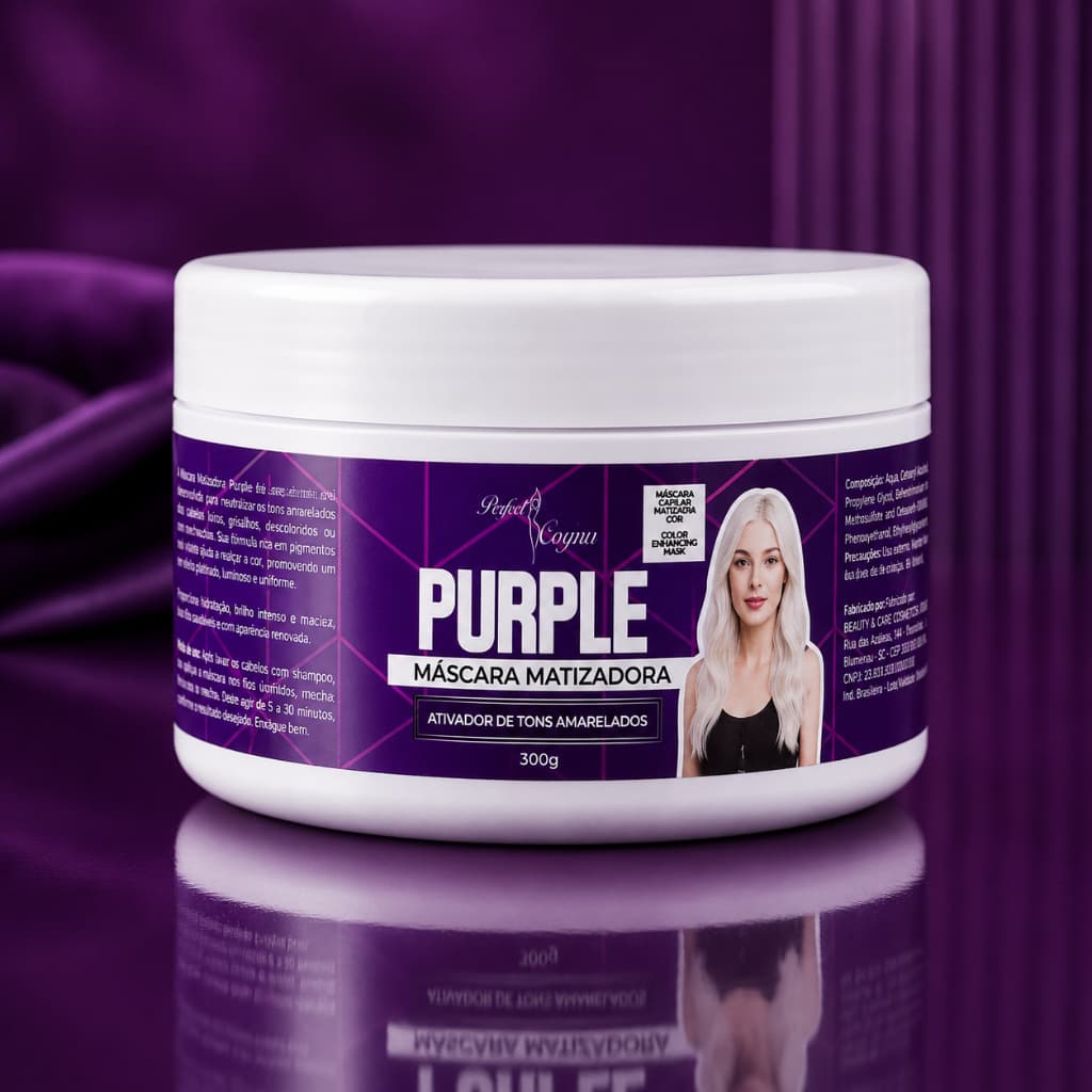 Máscara Matizadora Purple 300g | Matizador Roxo para Cabelos Loiros, Grisalhos e Descoloridos