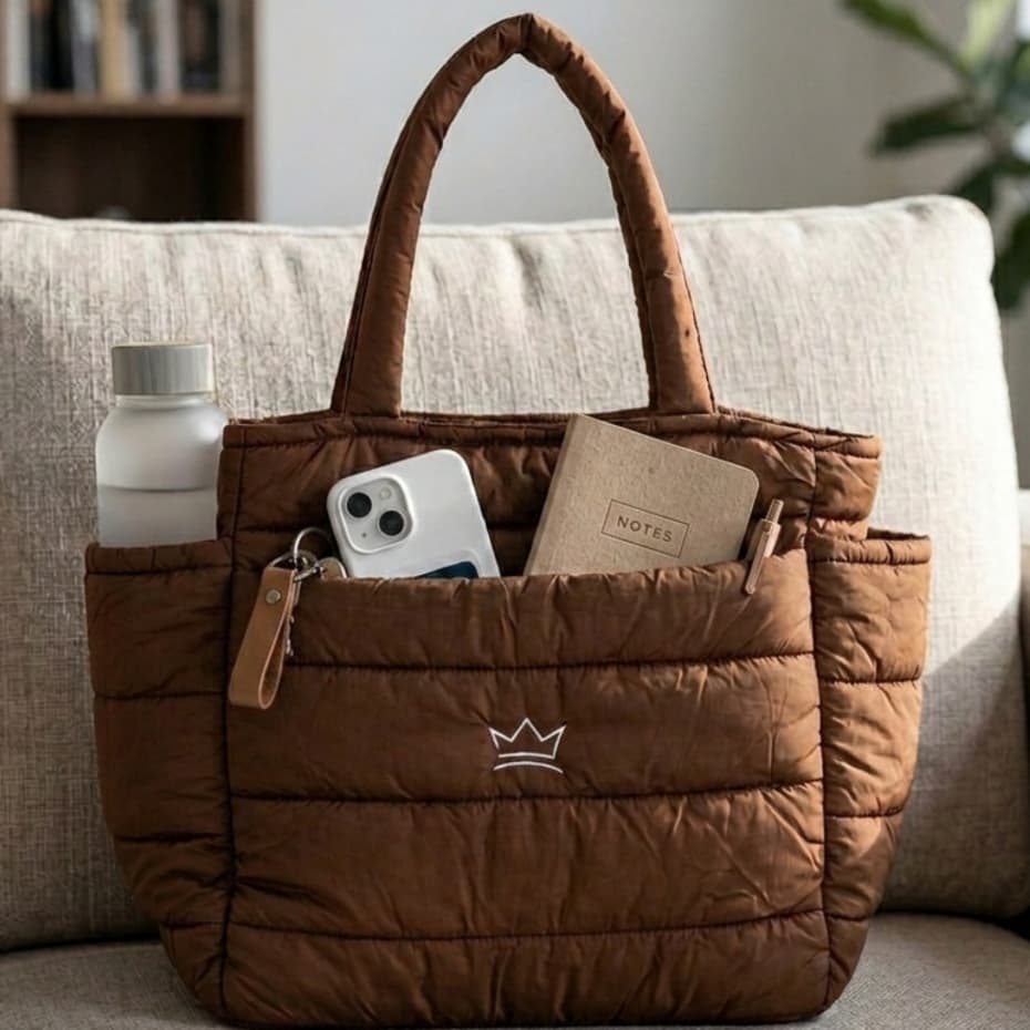 Bolsa Feminina Ombro Alça Grande Puffer Trabalho Espaçosa Passeio Tote Universitária Academia