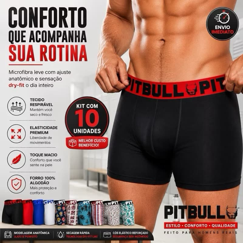 Kit com 10 Cuecas Boxer e Slip Cor e Estampa Sortidas - RF0123