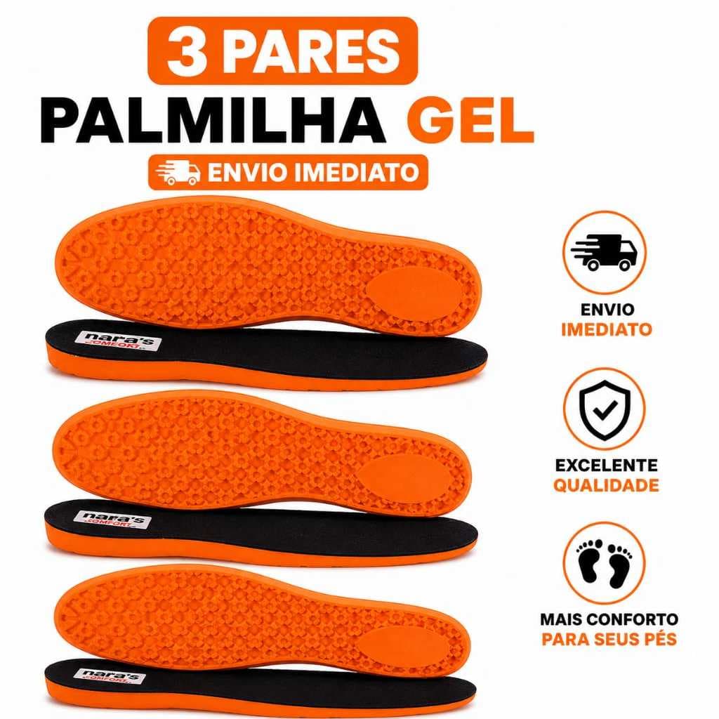 Palmilha Gel P.U Ortopédica Anatômica Nara´s Conforto Máximo para os seus pês Tênis sapato Bota