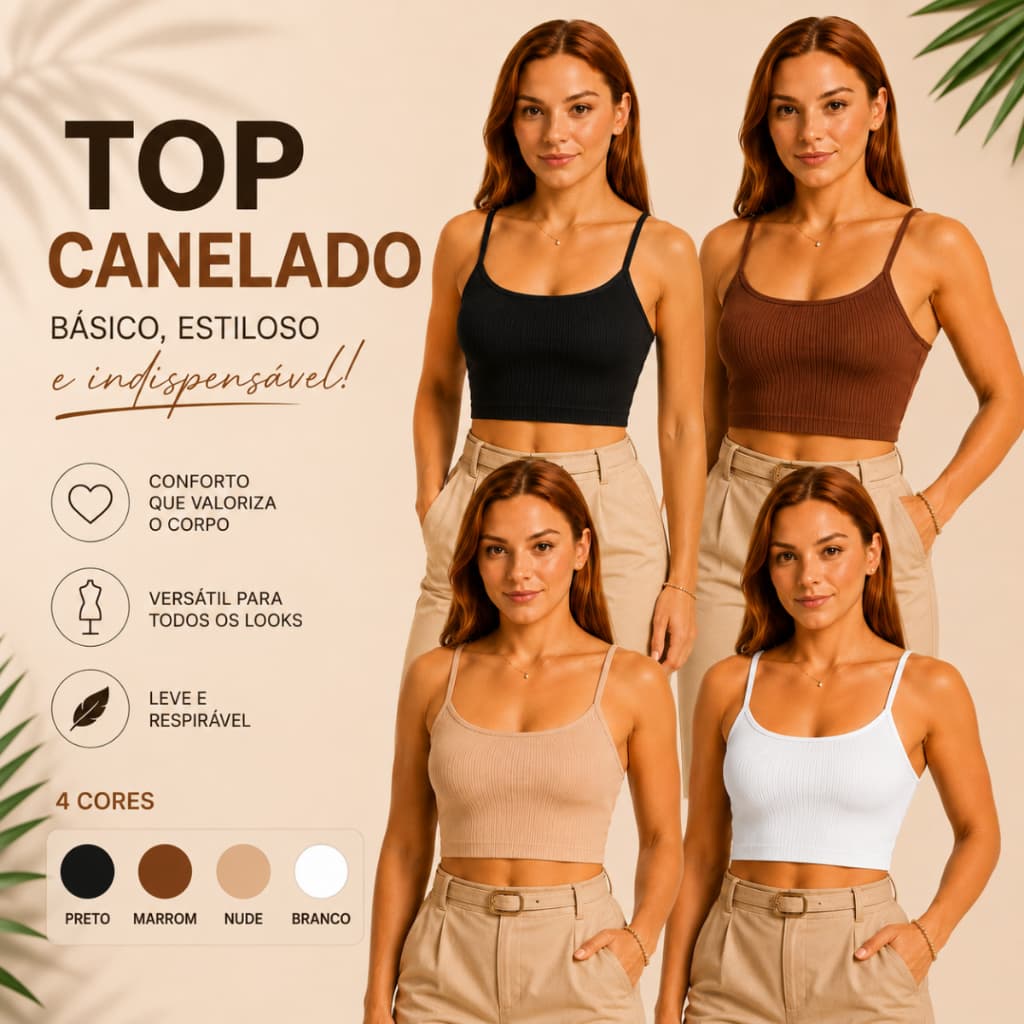 Kit 4 Cropped Feminino Ribana Regata Alcinha Academia Fitness Liso Confortável Roupa Feminina
