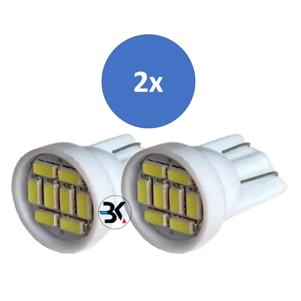 PAR Lampada T10 W5W 8 Led SMD Branca Pingo Luz 6000K 12V