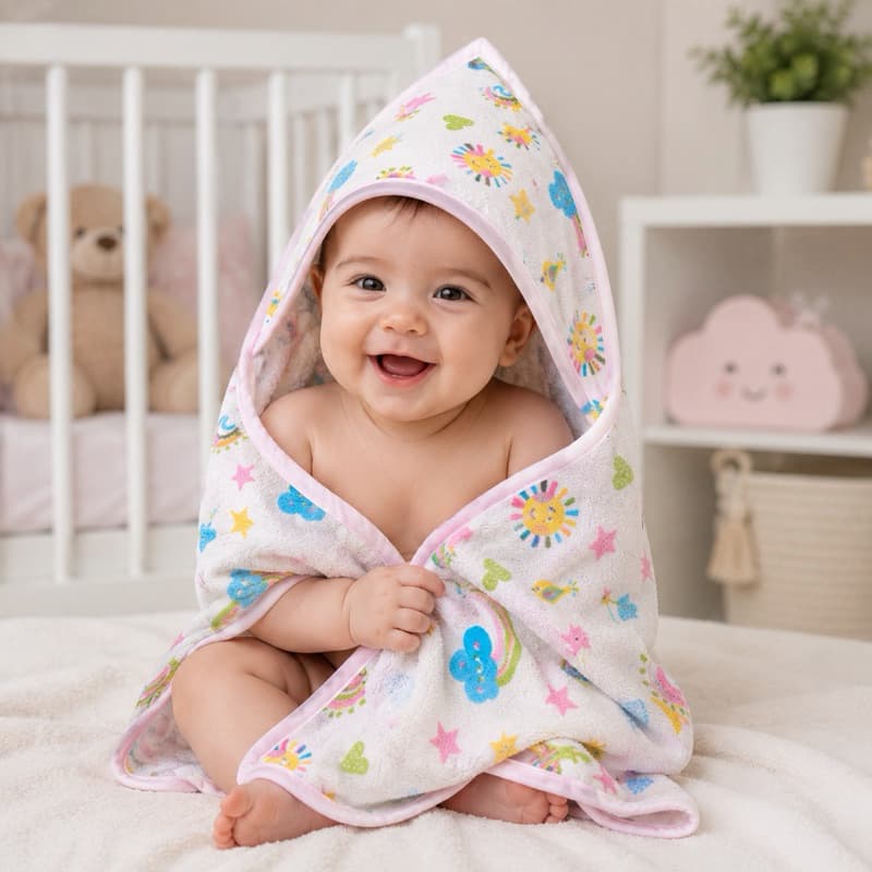 Toalha Papi Forrada 70x70cm! 100% algodão, ideal para pele do bebê.