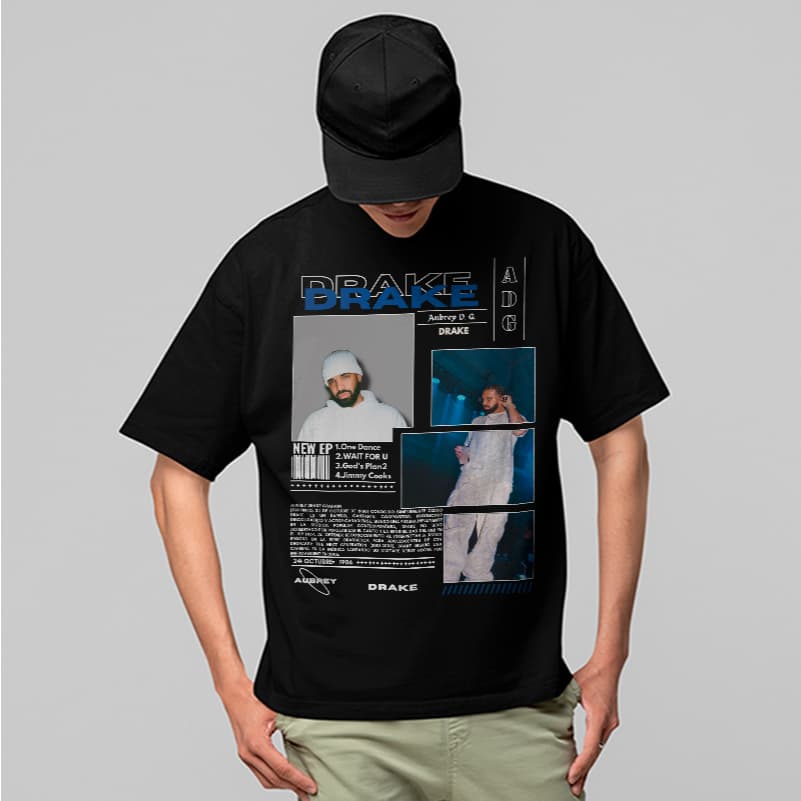 Camiseta Oversized Drake Cantor Pop Rap Internacional Estampa Exclusiva