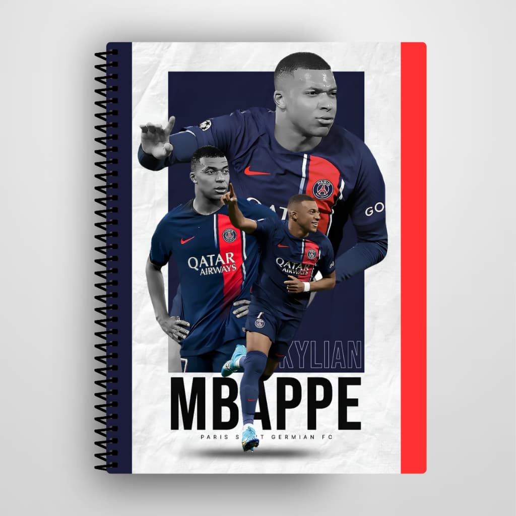 Caderno Mbappe Personalizado Capa Dura 1 e 10 Matérias