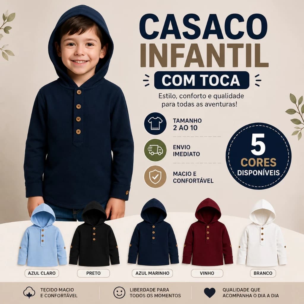Blusa Infantil Menino Com Touca Inverno Quentinho TAM 2 ao 10 ENVIO IMEDIATO !!!